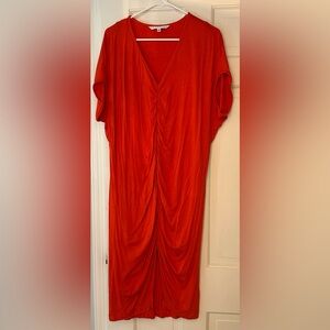 Trina Turk V-Neck Ruched Midi Dress EUC